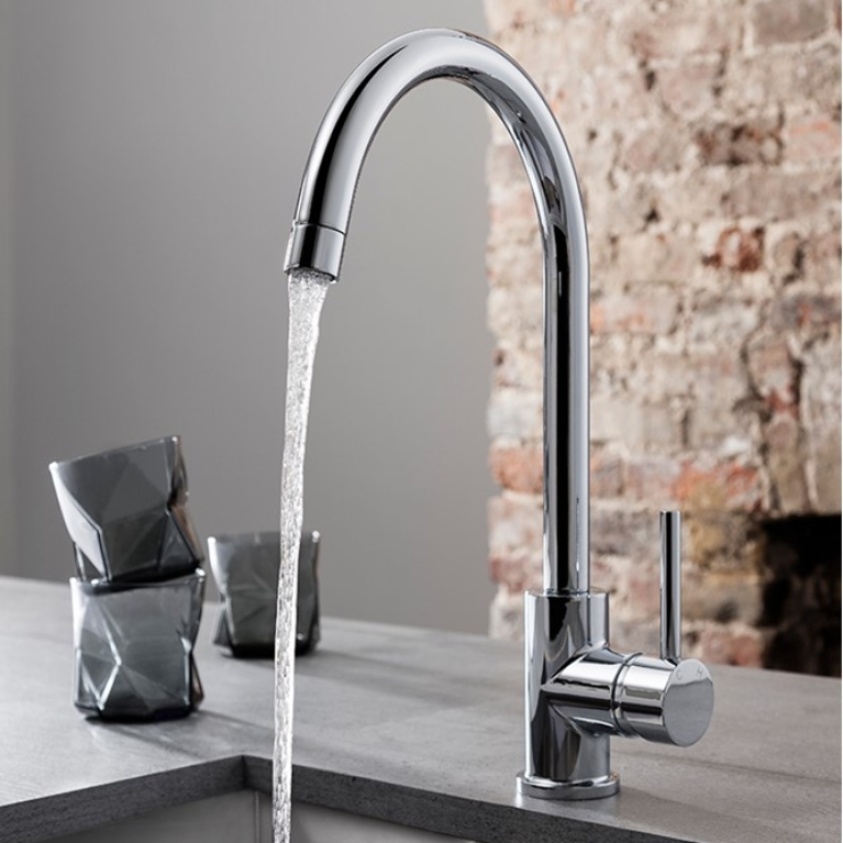 Product Lifestyle image of the Crosswater MPRO Chrome Side Lever Kitchen Mixer